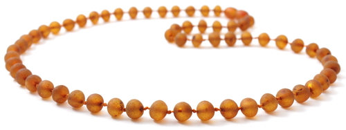 Raw Baltic Amber Necklace for Adults Cognac Brown Color