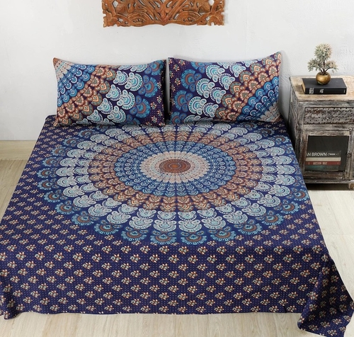 Attitude is everything Peacock Feather Mandala Printed Double 144 TC