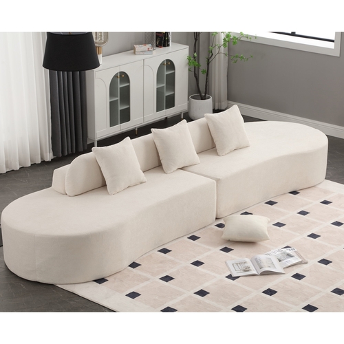 Modern curved combination sofa, terrycloth fabric sofa, minimalist