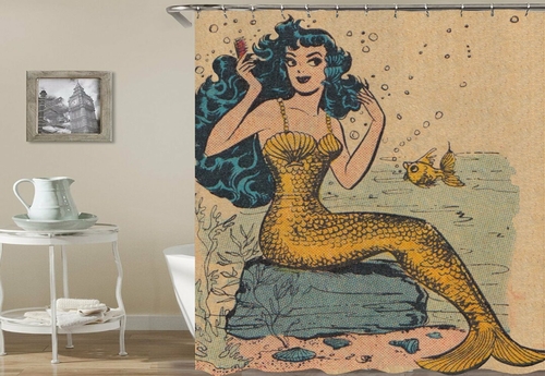 Vintage Mermaid Shower Curtain