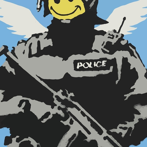 Banksy Smiley Angel Policeman Canvas Print or Poster