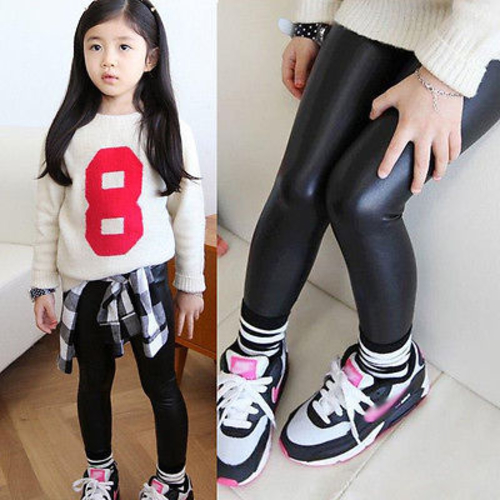 2016 Hot Baby Girls Kids Stretchy Faux PU Leather