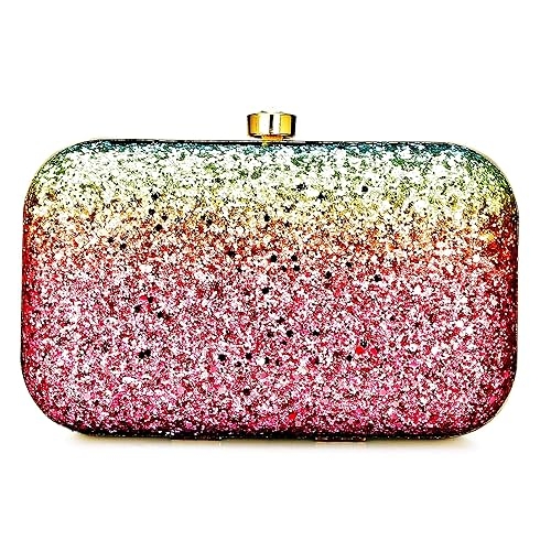 Women's Handcrafted Beautiful Bling Box Clutch Bag