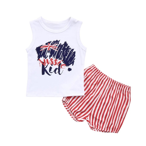 2Pcs Infant Baby Girls Boys Clothes Set Summer