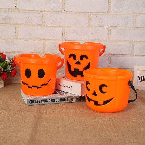Halloween Plastic Pumpkin Bucket Trick Cosplay