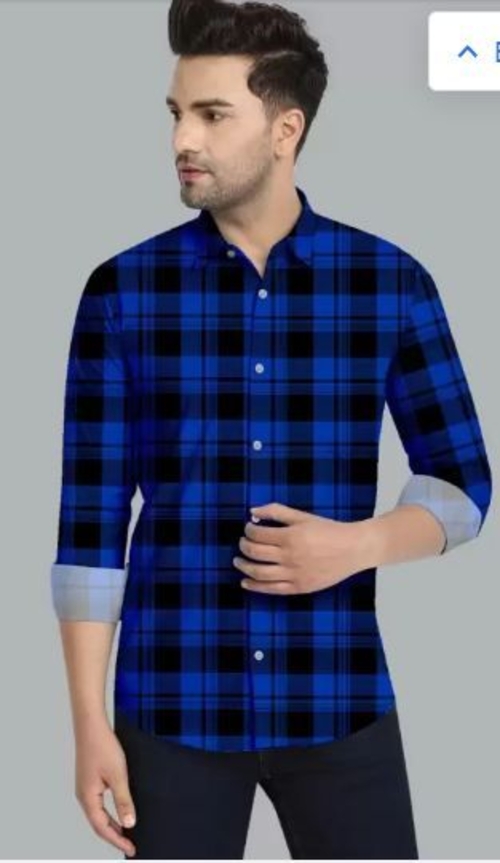 Men Printed Round Neck Polyester Blue T-Shirt S