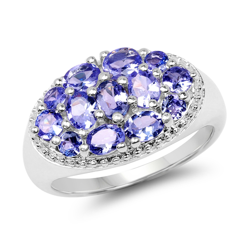 1.67 Carat Genuine Tanzanite .925 Sterling Silver Ring