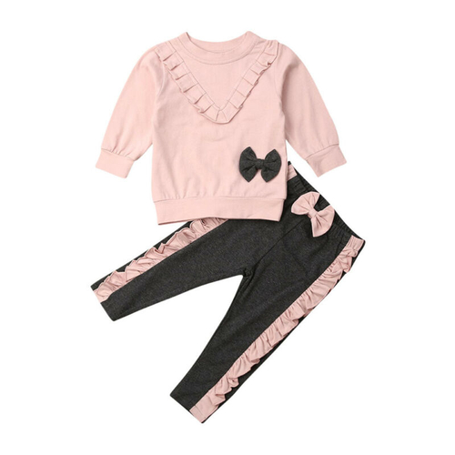 2PCS Baby Girl Outfit Clothes Sets Long Sleeve