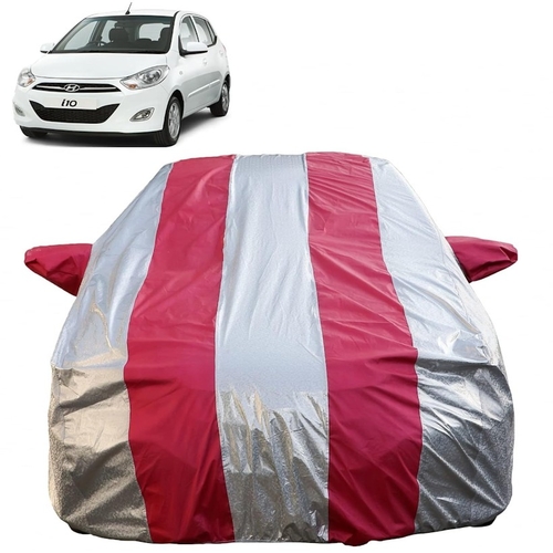 Stylish Waterproof Car Cover for Hyundai i10 | Silver/Pink Stripes,