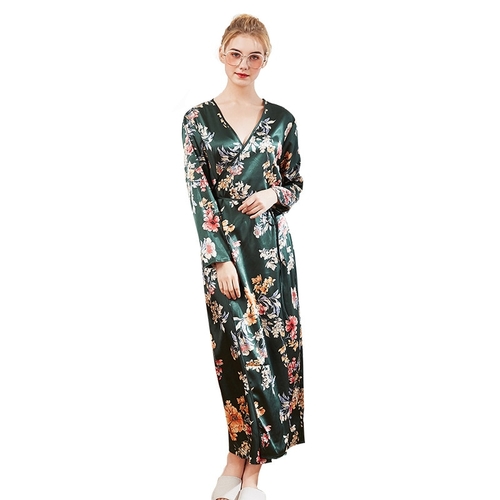 2019 Women Sexy Flower Print Nightgown Peignoir