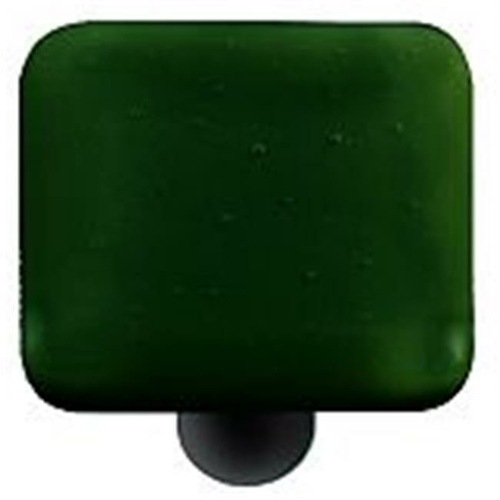 Hot Knobs HK1023-KB Kelly Green Square Glass Cabinet Knob - Black Post