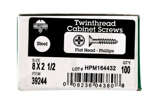 Hillman 39244 8 x 2.5 in. Twinfast Cabinet Screw