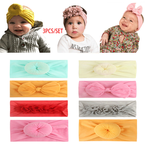 3pcs/Sets Infant Girls Kids Baby Nylon Bow