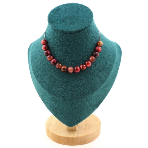 Two-tone peach Tiger's Eye 8 mm 15 beads necklace