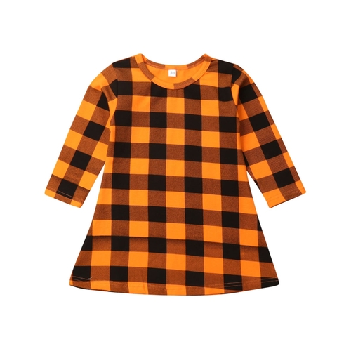 1 7Y Kid Baby Girls Dress Halloween Clothes Plaid