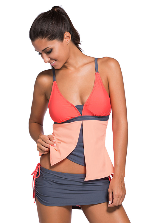 Orange Triangular Bikini Peach Flyaway Tankini Top