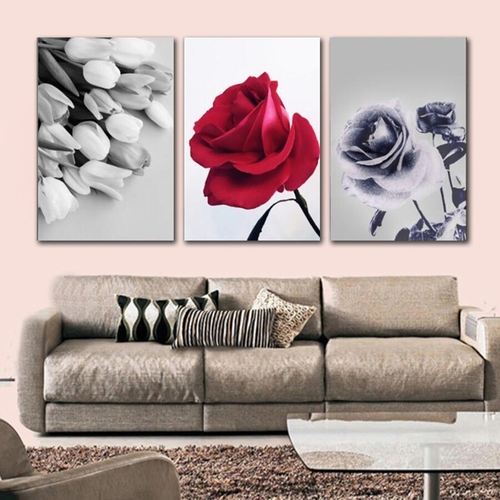 Nordic Simple Black and White Rose Canvas