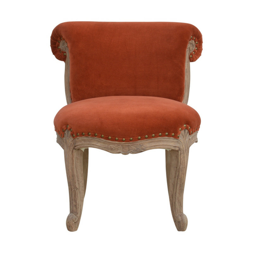 Brick Red Velvet Studded Chair