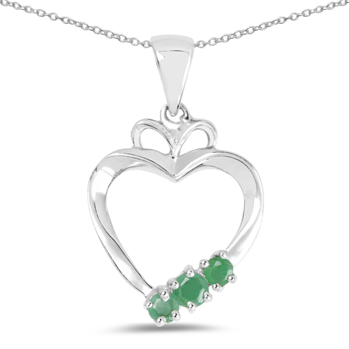 0.21 Carat Genuine Emerald .925 Sterling Silver Pendant