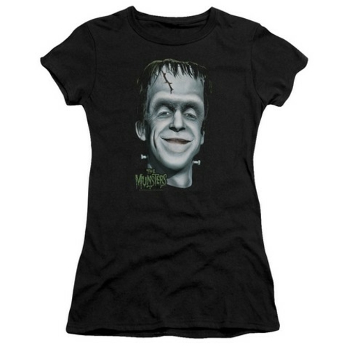 Trevco The Munsters-Hermans Head Short Sleeve Junior Sheer Tee, Bl