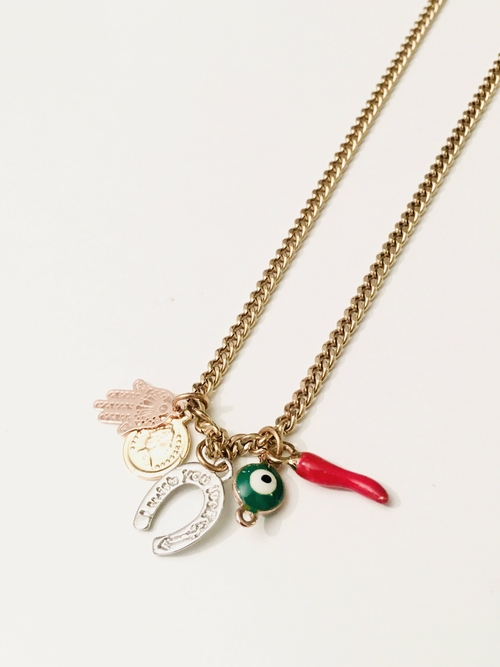 Red Horn and Evil Eye Talisman Necklace - Talisman Jewelry