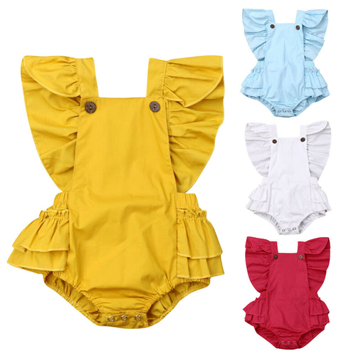 Infant Toddler Baby Girls Boys Solid Ruffle