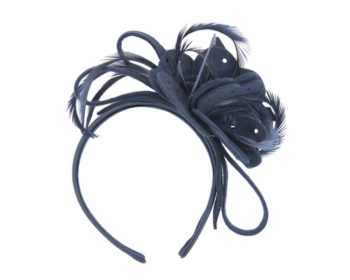 Navy felt flower winter fascinator