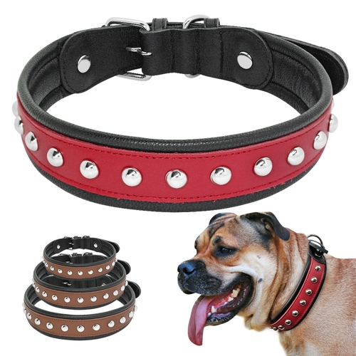 Leather Bulldog Pitbull Dog Collar Spiked Studded