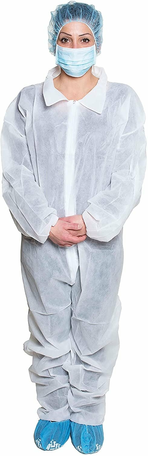 Disposable Overalls. Pack of 5 White Safety Overalls for Adults.