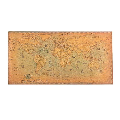 1PC Nautical Ocean Vintage World Map Retro Old