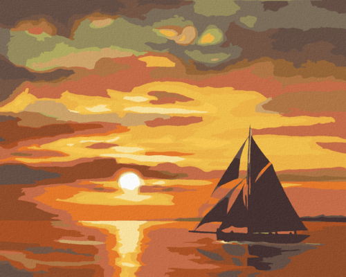 Zuty - Paint by Numbers - DARK SAILING SHIP AT DUSK (D. RUSTY RUST),