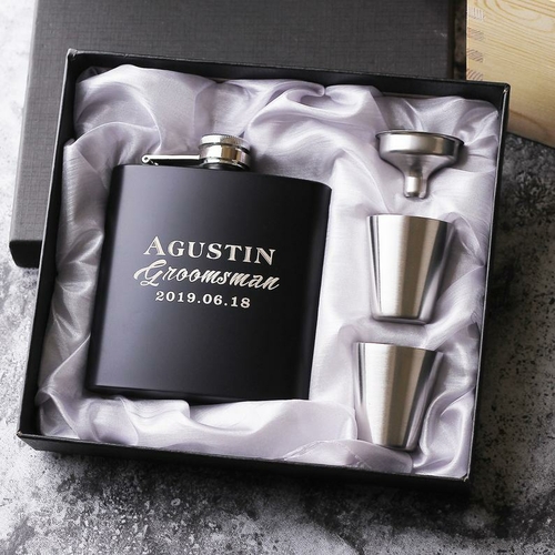 Personalized Groomsmen Gifts, Custom Flask Set, Engraved Flask