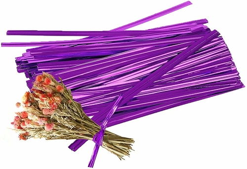 1000 Pack of Glossy Purple Twist Ties. 4" Bag Ties by Amiff. Foil