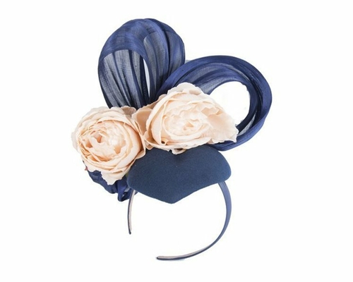 Bespoke Navy & Nude Winter fascinator