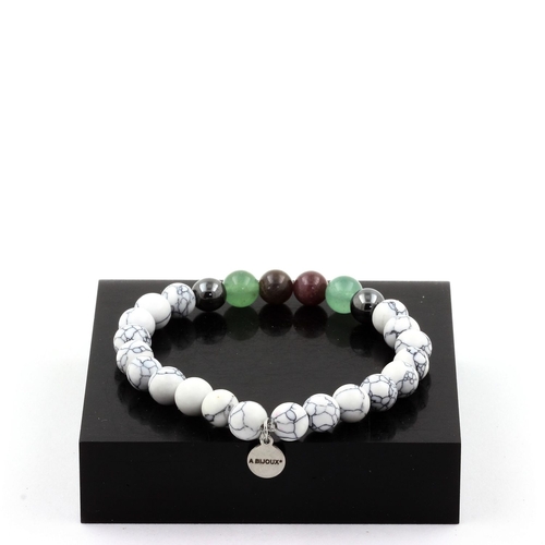 Ruby, Burma + Aventurine + Hematite + Howlite Bracelet