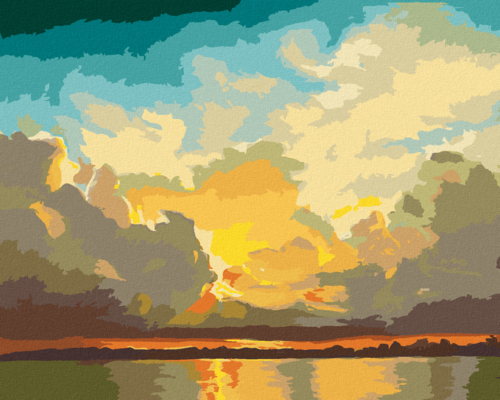 Zuty - Paint by Numbers - SUNSET OVER WATER (D. RUSTY RUST), 40x50 cm