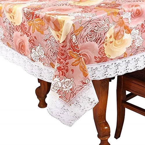 2-4 Seater PVC Table Cover Leather Touch and White Lace design printed