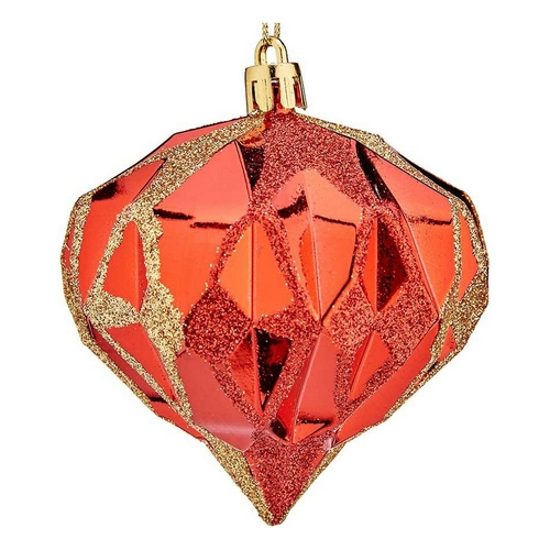 Christmas Baubles Diamond Ø 8 cm 6 Units Red Plastic