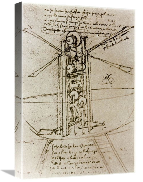 Global Gallery GCS-277240-22-142 22 in. Drawing of a Flying Machine Ar