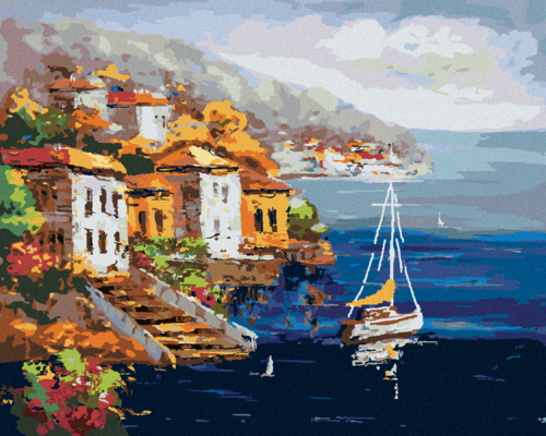 Paint by Numbers - VIEW OF THE HARBOUR IN GREECE