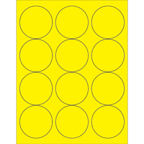 Box Partners LL194YE 2.5 in. Fluorescent Yellow Circle Laser Labels - 