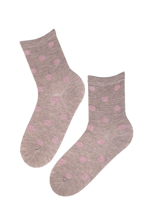 VAIKE beige cotton socks with shiny dots 