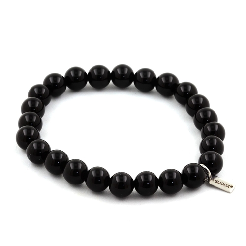 Black Agate Bracelet 8 mm Beads.