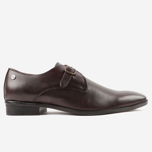 Men Formal Shoes with Adjustable Strap (Size-6) (Color-DARK BROWN)