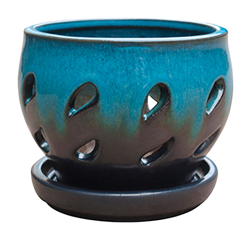 Trendspot 7795016 5 in. Dia. Aqua Ceramic Planter - Case of 6