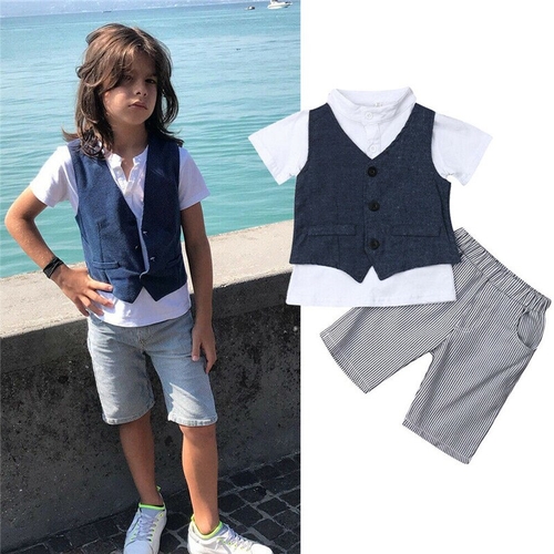 2-7Y Kids Boy Gentleman Outfits Summer Short