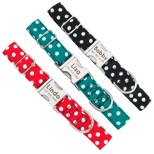 Personalized Dog Collar Dot Dogs Collars Nylon Pet