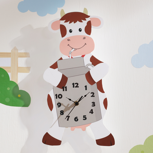 Fantasy Fields Kids Wooden Cow Wall Clock Décor