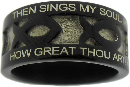 Solid Rock Jewelry 19844X Stainless Steel Black Ring, How Great Th