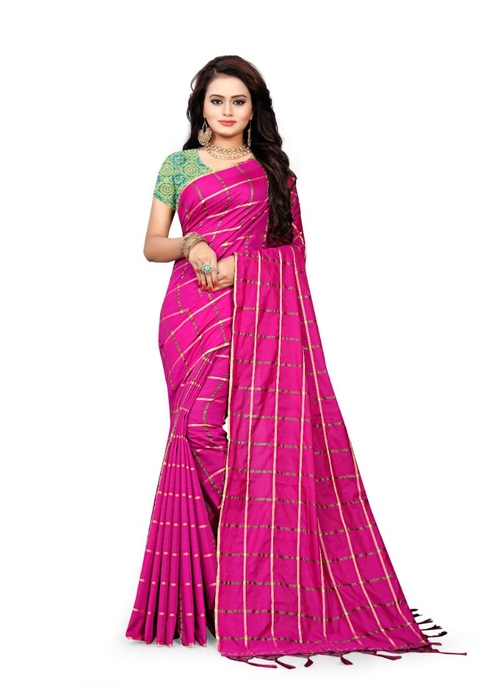Pink Color Sana Checks  Saree